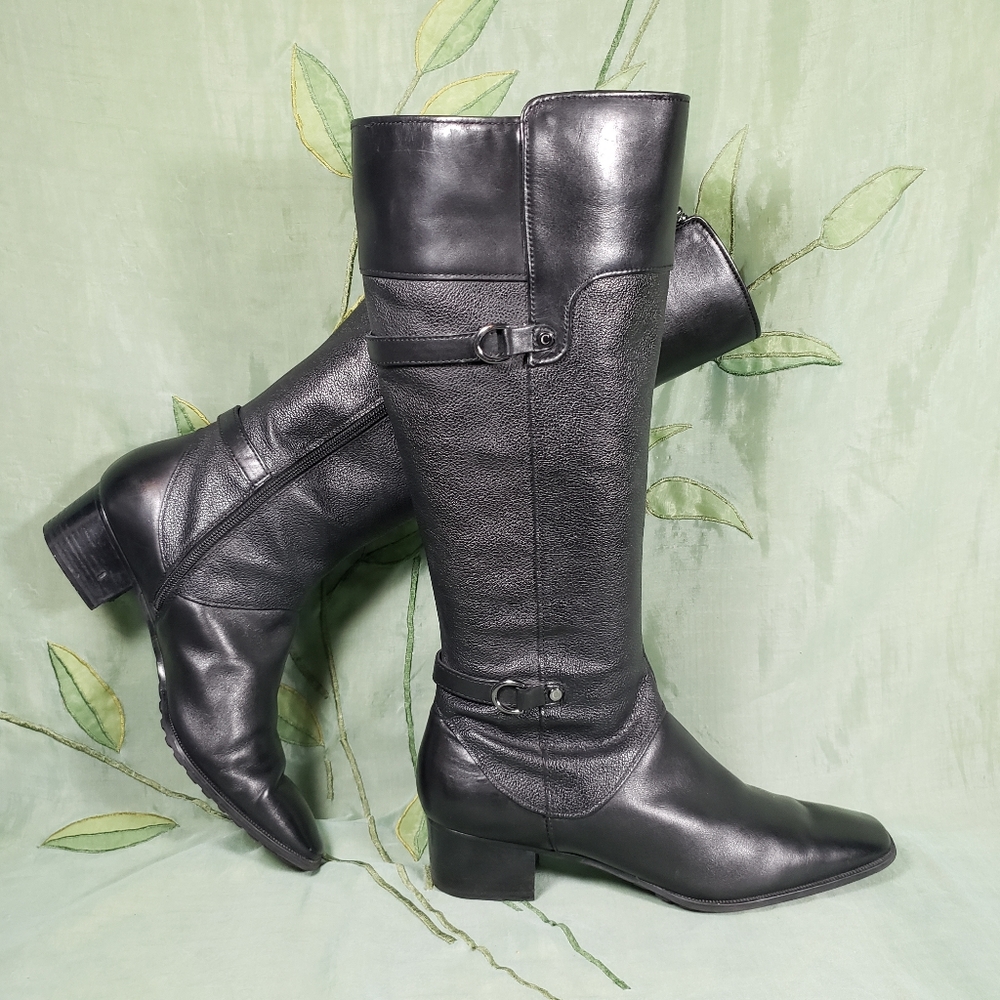 Joan & David leather riding moto biker boots
